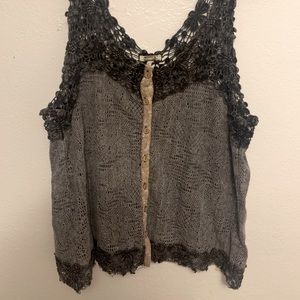 BKE top with crocheted accents